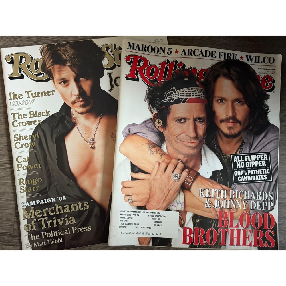Lot of 2! Y2k Vintage KEITH RICHARDS & JOHNNY DEPP Rolling Stone Magazine Music